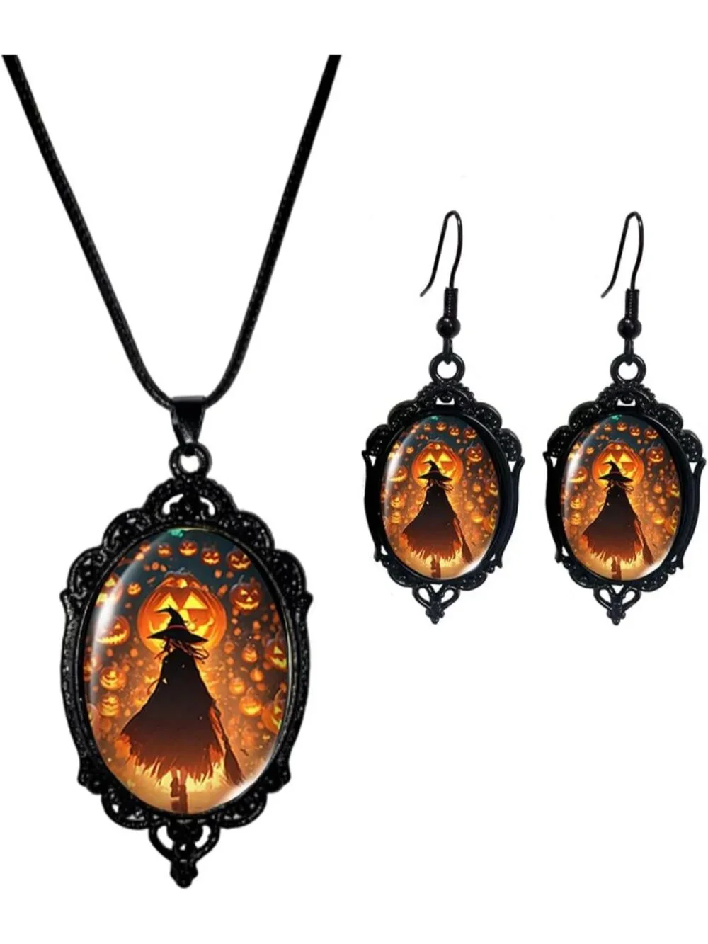 Women’s Yellow Jewelry Set Blue Halloween Victorian Punk Gothic Necklace Earring